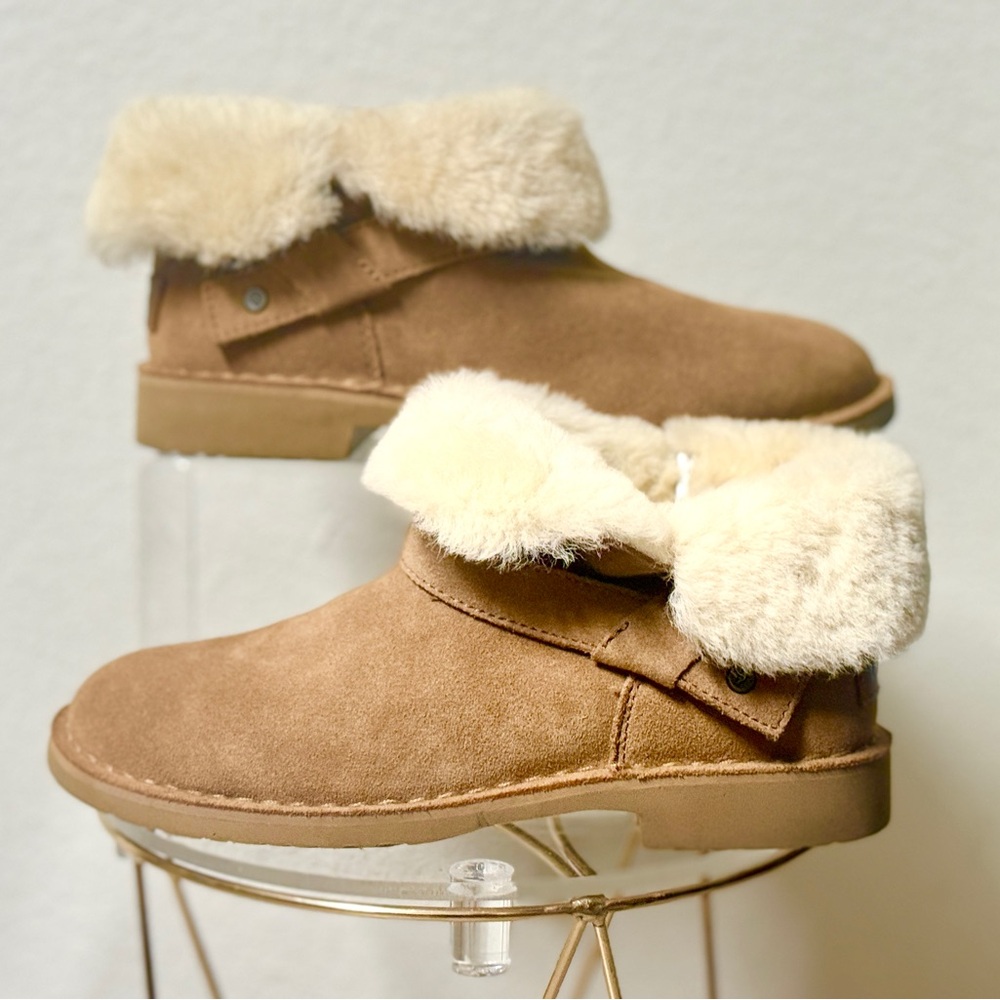 New UGG Tan Suede Boots with Sheepskin Fur